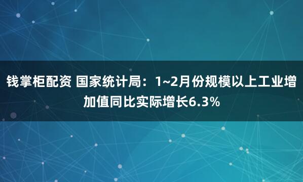 钱掌柜配资 国家统计局：1~2月份规模以上工业增加值同比实际增长6.3%