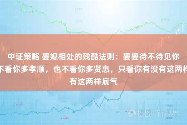 中证策略 婆媳相处的残酷法则：婆婆待不待见你，从不看你多孝顺，也不看你多贤惠，只看你有没有这两样底气
