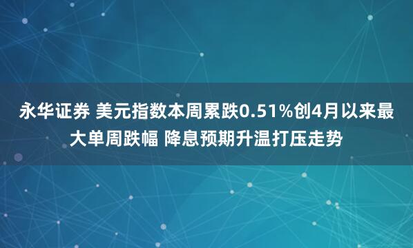 永华证券 美元指数本周累跌0.51%创4月以来最大单周跌幅 降息预期升温打压走势